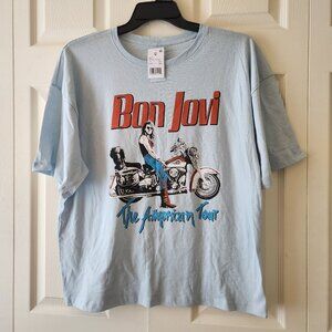 Bon Jovi The American Tour Graphic T-Shirt Blue Size M 100% Cotton NWT Unisex